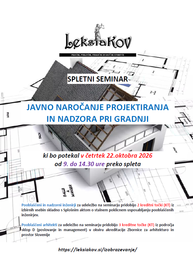 JAVNO NAROČANJE PROJEKTIRANJA IN NADZORA PRI GRADNJI