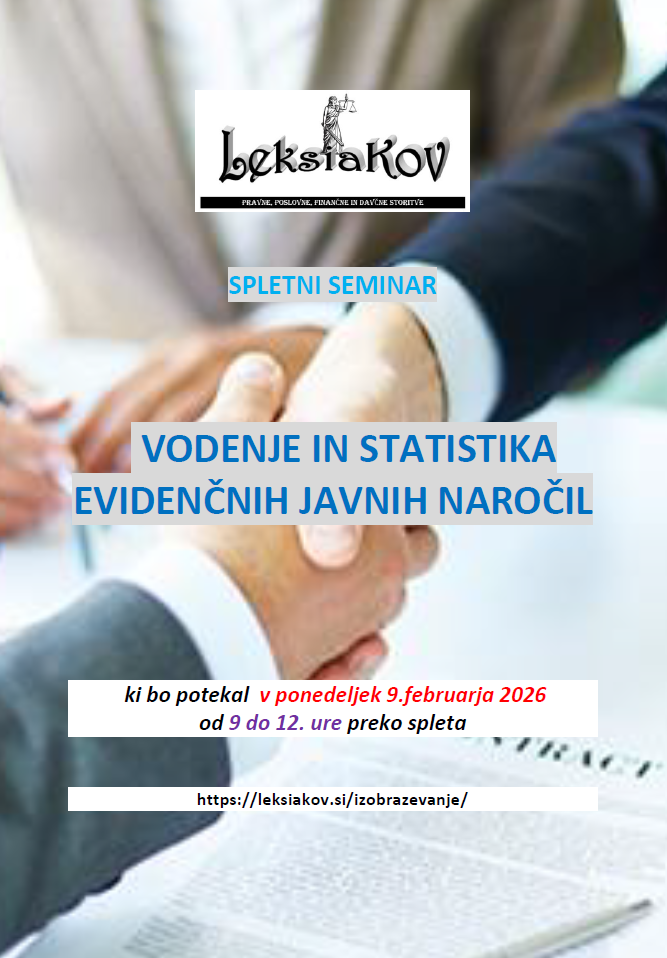 VODENJE IN STATISTIKA EVIDENČNIH JAVNIH NAROČIL